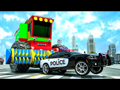 Giant Monster Truck VS Police Cars | Wheel City Heroes (WCH) Police Truck Cartoon