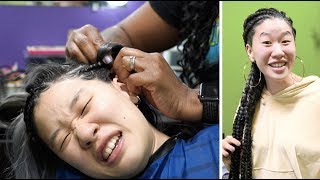 My Korean Fiancee Experiences Cornrows For First Time | SLICE n RICE 🍕🍚