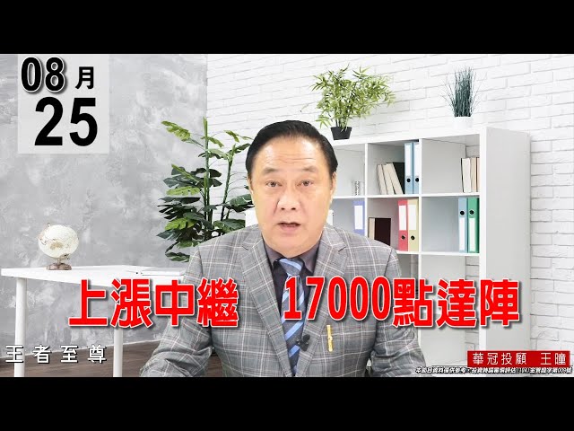 20210825《【上漲中繼  17000點達陣】 今天盤面電子正規軍全數出門，什麼被、什麼晶、砷化鎵、MOSFET、車用電子、光學股、部份IC設計，連DRAM與面板都止穩了。》#王曈 #王者至尊