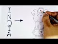 INDIA turns into Indian emblem drawing // Independence day drawing