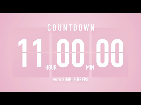 11 Hour Countdown Timer 🌸 Flip Clock with Simple Beeps 🔔