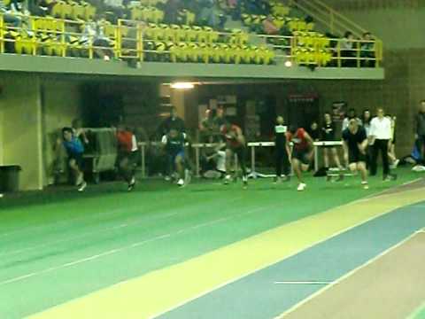 Derron Downing winning the 60m dash at 2011 Qc Indoor