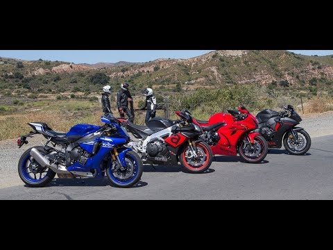 Yamaha YZF-R1 vs. Aprilia RSV4 RR vs. Suzuki GSX-R1000 vs. Honda CBR1000RR On The Street Review