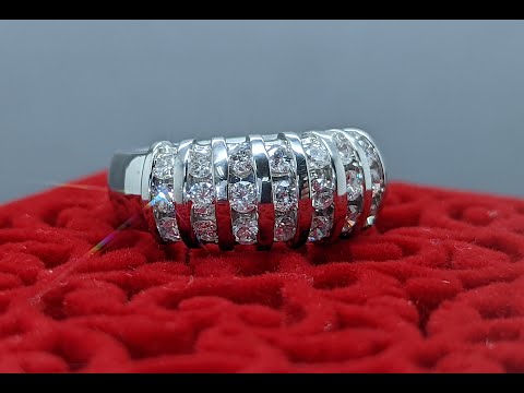 MJW Jewelry Display: 1Ctw Total 21 Diamond Channel Cluster Ring - 14K Solid White Gold