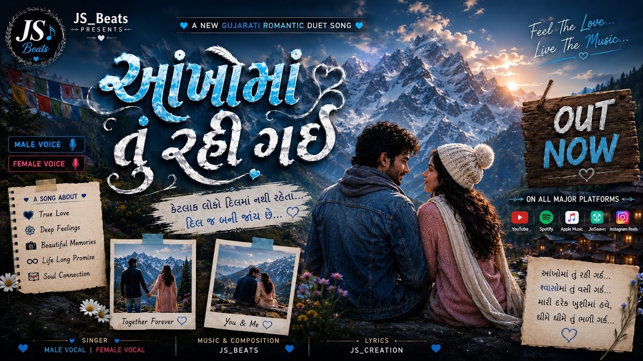 ❄️ આંખોમાં તું રહી ગઈ ❤️ | New Gujarati Romantic Duet Song 2026 | Mountain Love Song | JS_Beats