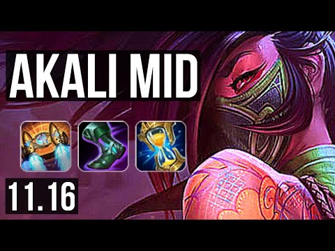 AKALI vs LUX (MID) | 1.5M mastery, 500+ games, 17/4/10, Legendary | EUW Master | v11.16