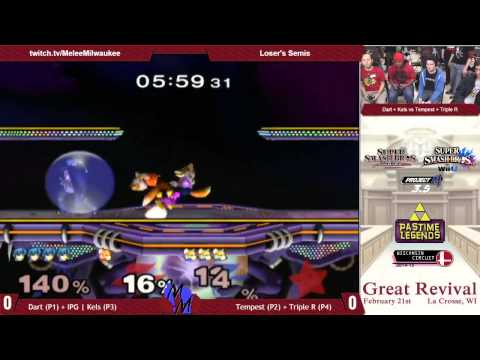 Great Revival - Dart (P1) + IPG | Kels (P3) vs Tempest (P2) + Triple R (P4) - Melee 2v2 Losers Semis