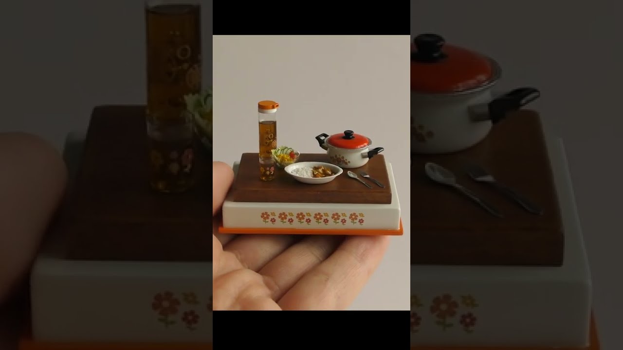 Miniature display of retro and pop dishes and curries | 1/12 Scale #shorts