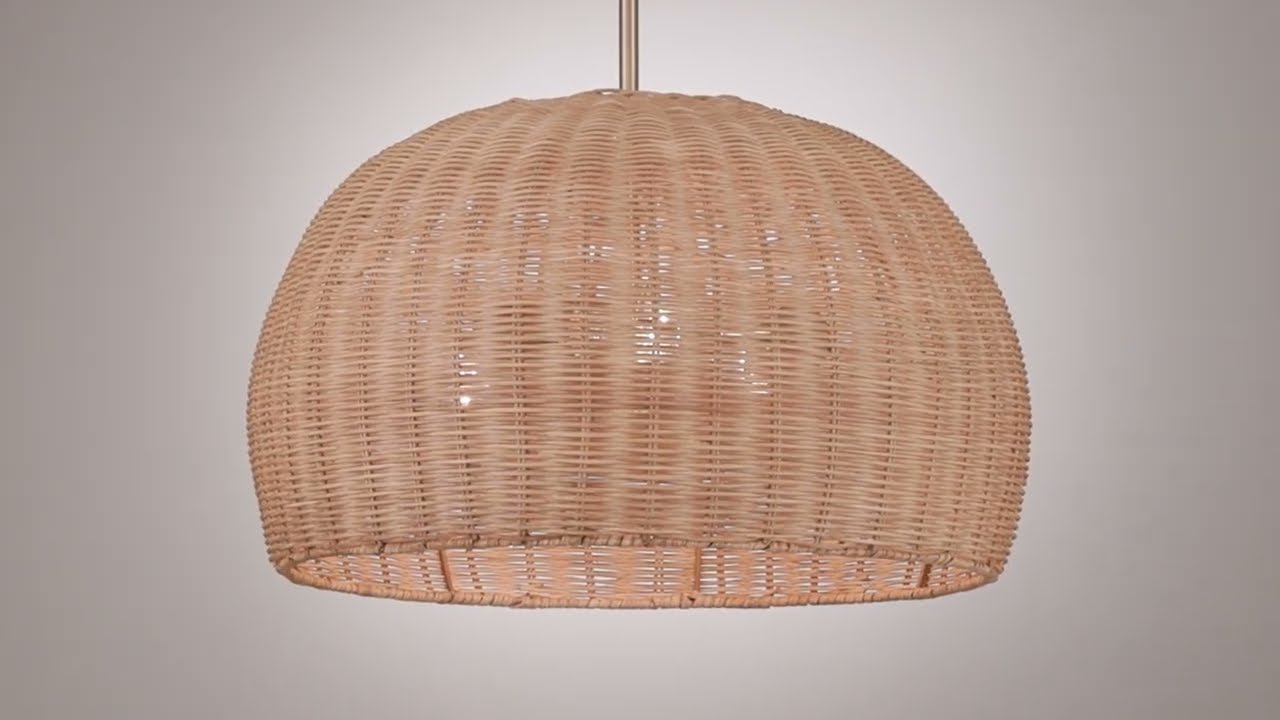 Video1 of Possini Euro Fitzwilliam 18"W Brass and Wicker 3-Light Ceiling Light
