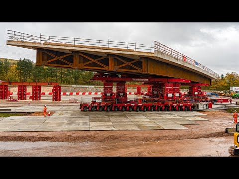 How to move a 914 tonne road bridge into position in Solihull
