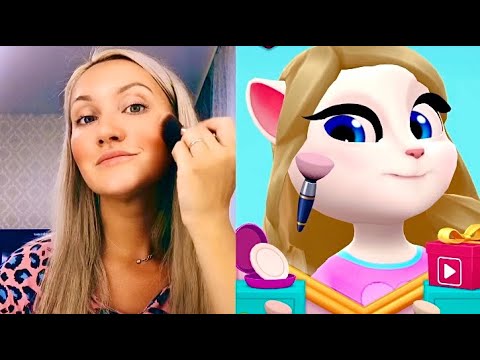 Imitating Angela Makeup - My Talking Angela 2 In Real Life Part 1