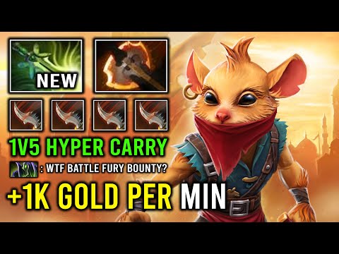 1v5 Hyper Carry 1K GPM Battle Fury Brutal Jinada Cleave Hit Like a Truck Bounty Hunter Dota 2