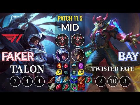 T1 Faker Talon vs Bay Twisted Fate Mid - KR Patch 11.5