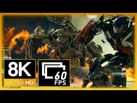 Transformers | Optimus Prime vs Bonecrusher Fight Scene (8K 60FPS) (Remastered)