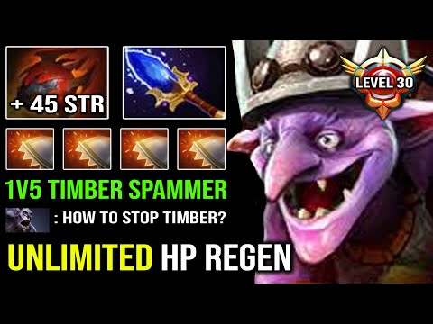 UNLIMITED HP REGEN 1v5 Tank Timber Spammer 100% EZ Mid Carry with Heart No Mercy 7.31c Dota 2