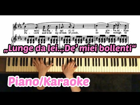 Traviata, Alfredo „Lunge da lei... De’ miei bollenti“ Karaoke, Piano accompaniment, Score&English