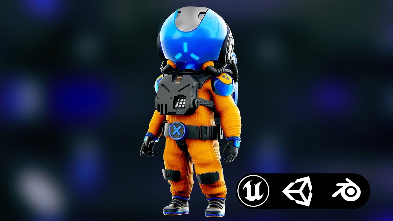 Toon Astronaut F-A Auto-Rig Pro Rigged For Mixamo Unreal Engine Unity 3D Model
