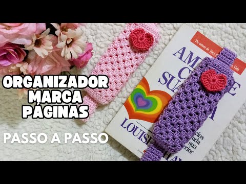 Lindo! Organizador marca páginas de livros em crochê #crochê #diadasmaes2024 #marcapaginas