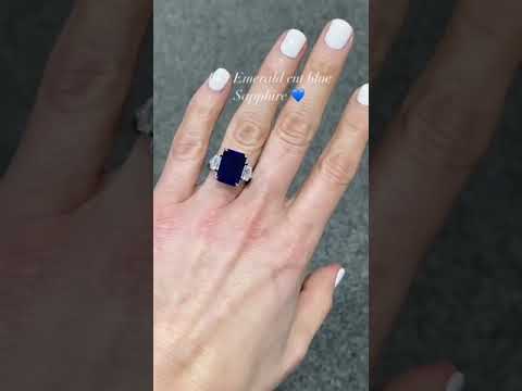 10-Carat Emerald Cut Blue Sapphire Engagement Ring