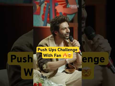 Kartik Aaryan 🤩💕 Push Ups Challenge with his Fan 😂 Must Watch #shorts #kartikaaryan #pushups