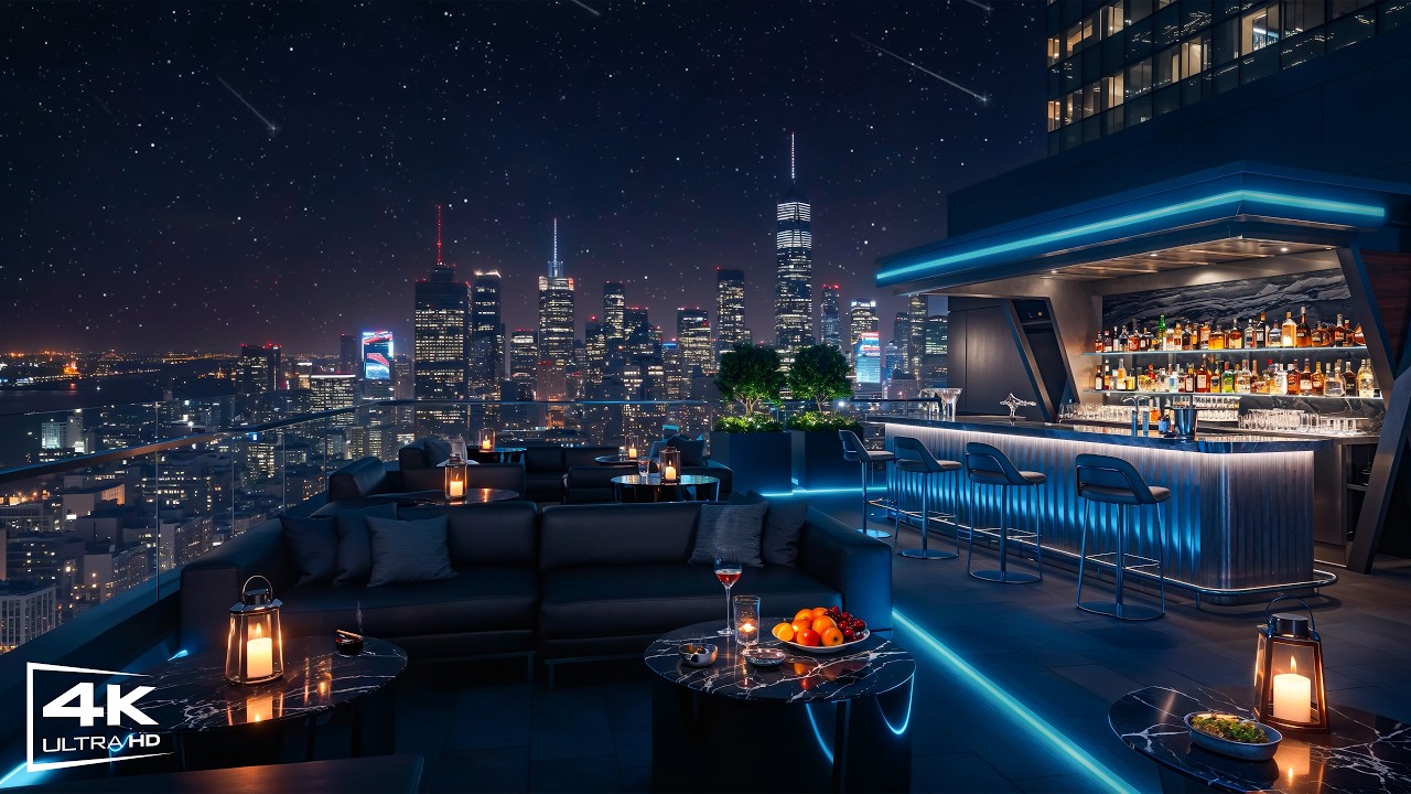 Live 24/7 Luxury Jazz Nights ✨ Rooftop Bar Vibes & Late Night Chill