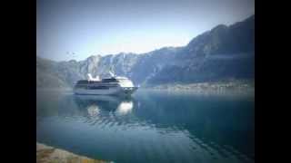 preview picture of video 'Montenegro cruise ship letting off steam in Kotor fjord'