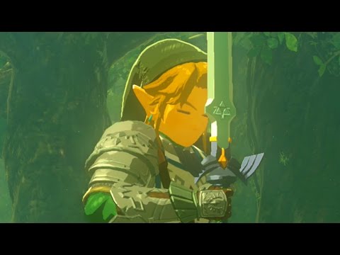 Link pulls the Master Sword - BREATH OF THE WILD