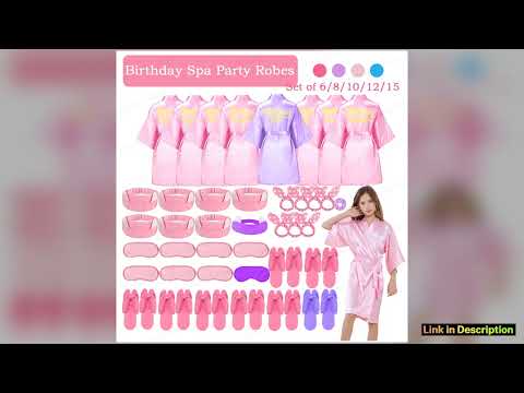 68101215Set Birthday Squad Robes Girls Birthday Spa Party Supplies Kimono Satin Robe Sleepover