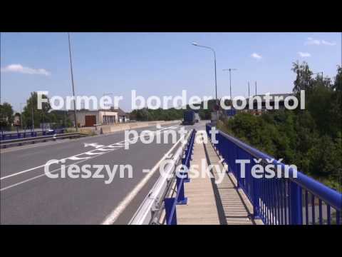 The Polish - Czech border on the E75 at Cieszyn and Český Těšín