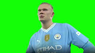 Erling Haaland shoves camera green screen