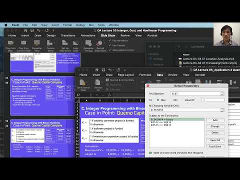 Lecture 05 07 Binary Integer Programming Excel Solver
