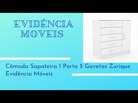 Video thumbnail of Cômoda 5 Gavetas 1 Porta Zurique Evidência Móveis