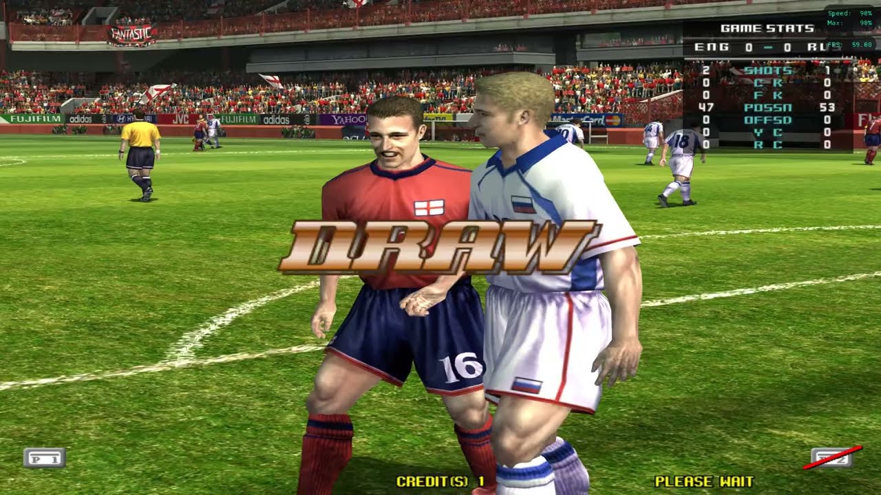 SEGA - virtua striker 4 -  triforce teknoparrot build - 2025 - ENG VS UKRAINE ROUND 1 4K TEST