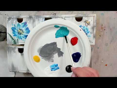 Blue Daisy Box - Acrylic on wooden box |  Painting Tutorial - Learn to paint from home step-by-step