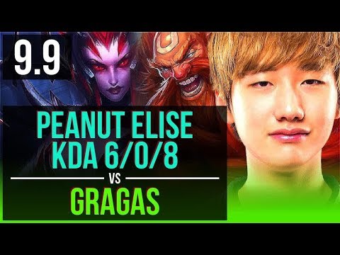 Peanut ELISE vs GRAGAS (JUNGLE) | KDA 6/0/8, Dominating | Korea Challenger | v9.9
