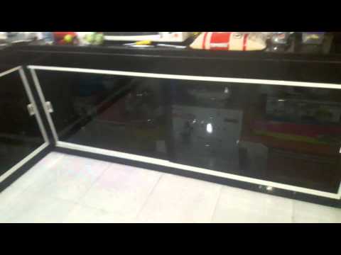 Armario de pia vidro fume 8mm kit branco