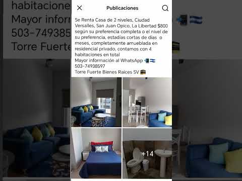 Se Renta Casa amueblada en Ciudad Versalles, San Juan Opico La Libertad 📲🇸🇻503-74938597