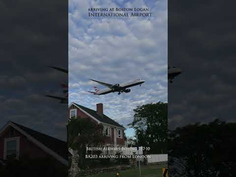 Aproximação em câmera lenta do Boeing 787-10 da British Airways para a pista 22L do Aeroporto Internacional Boston Logan
