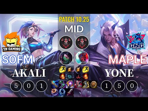 SN SofM Akali vs LNG Maple Yone Mid - KR Patch 10.25