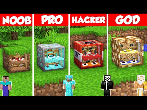 Noob Builder - Minecraft - INSIDE BLOCK BASE HOUSE BUILD CHALLENGE - Minecraft Battle: NOOB vs PRO vs HACKER vs GOD / Animation