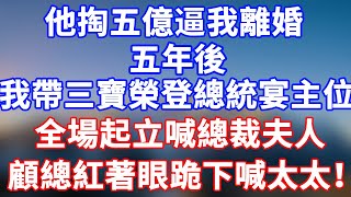 完結版！當年他掏五億逼我離婚，五年後我帶三寶出席總統宴，他紅著眼跪地喊：太太，我錯了！#情感故事 #為人處世 #老年生活 #米思故事 #深夜读书 #養老 #幸福人生 #晚年幸福