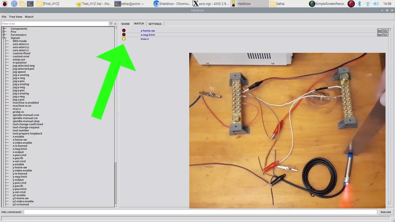 LinuxCNC 2.9.4 HalShow, Raspberry Pi 4 Model B, Mesa 7I96S, NPN NO Inductive Proximity Sensor