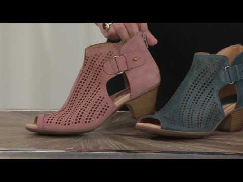Earth Nubuck Perforated Peep-toe Booties - Keri on QVC