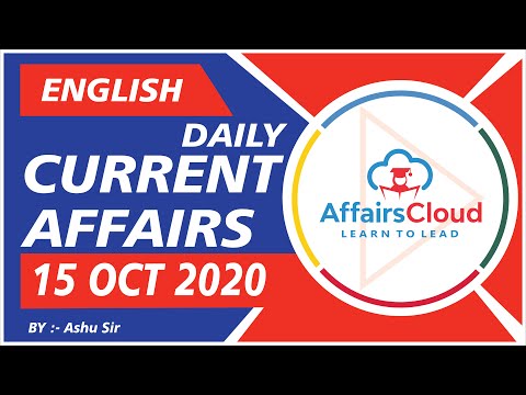 Current Affairs 15 October 2020 English | Current Affairs | AffairsCloud Today for All Exams
