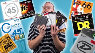 Video thumbnail for Comparing 8 Different Bass String Brands! Which Is The BEST?? by Patrick Hunter