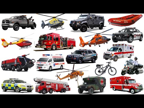 Emergency Vehicles - Rescue Trucks Name and Sounds | Police Car, Fire Truck, Ambulance