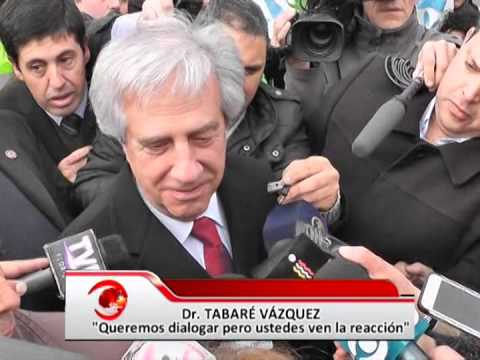 Tabaré Vázquez llegó a Florida en medio de manifestaciones