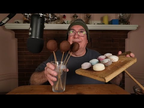 ASMR Eating Mochi Dipped in Chocolate Whispering