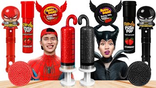 Download lagu ASMR MUKBANG 레드푸드 챌린지 Vs 블랙푸드 | ASMR 먹방 말리피센트 Vs 스파이더맨과 젤리 함께 mp3