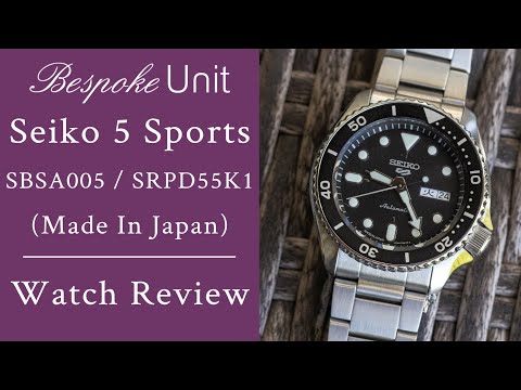 Seiko 5 Sports SRPD55K1 (SBSA005) - Black Dial & Bezel Dive Watch On 3-Link Bracelet